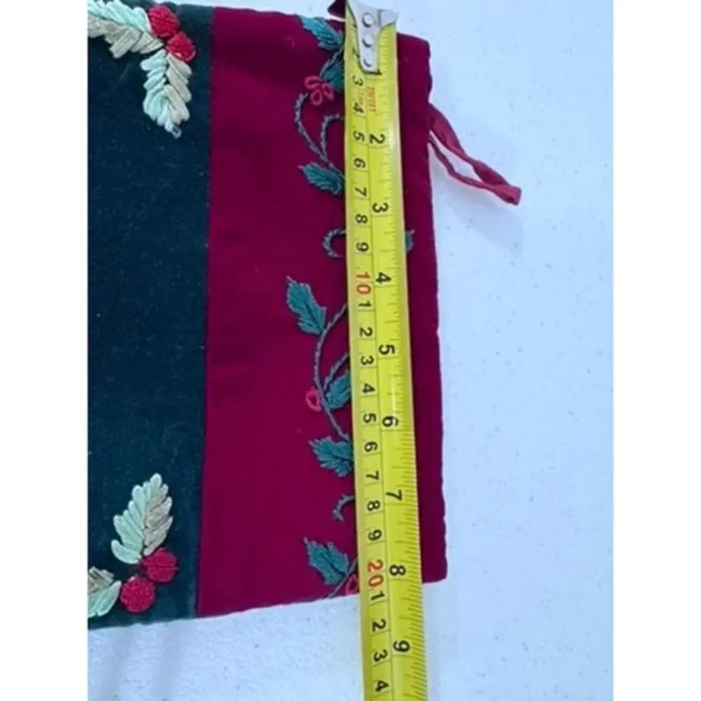 Set OF 2, Cardinal,‎ Velvet Stockings,Embroidered,Ribbons, Christmas,Decor